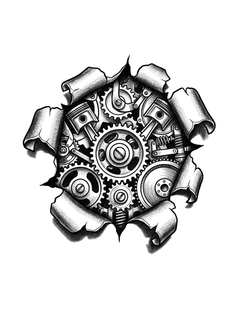 Black and grey 3D abstract tattoo design