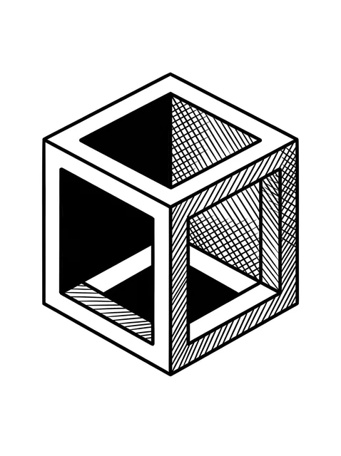 Black and white 3D abstract tattoo design