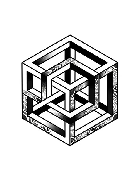 Black and grey 3D abstract tattoo design