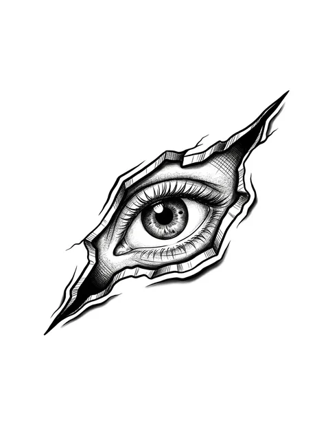 Black and grey 3D eye tattoo design
