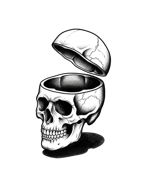 Black and grey 3D skull tattoo design