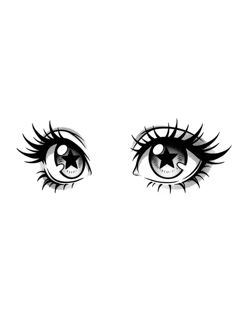 anime Eye tattoo design, black and grey