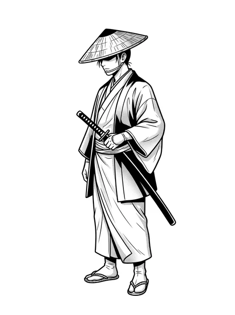 Black and grey anime samurai tattoo design: a sheathed katana