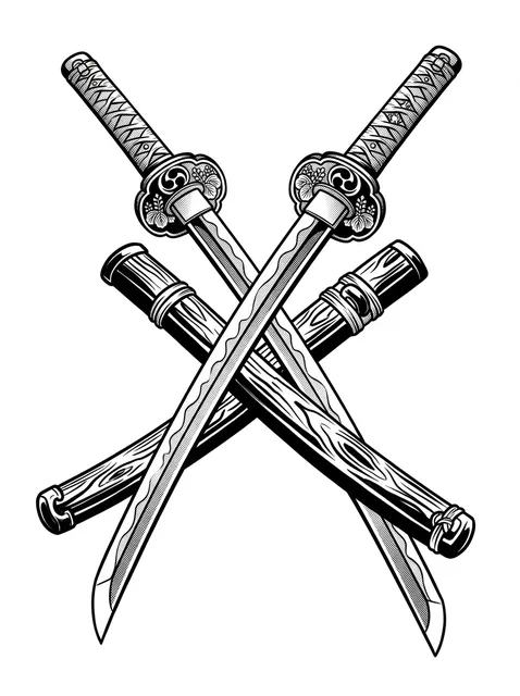 Black and grey anime sword tattoo design