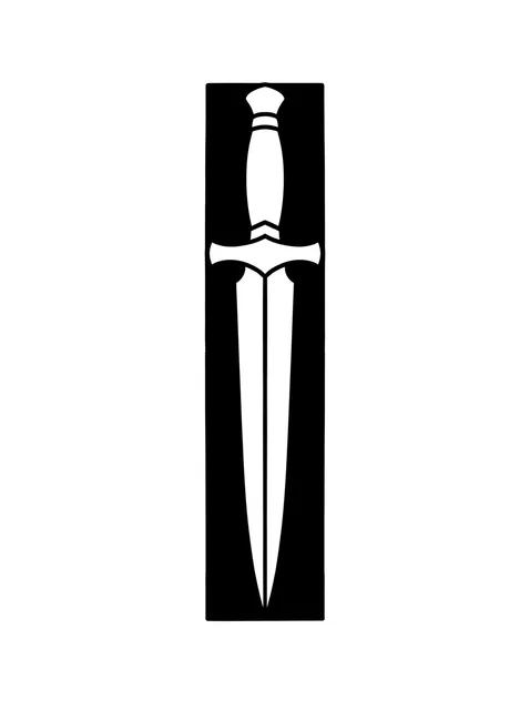 Black and white blackout dagger tattoo design