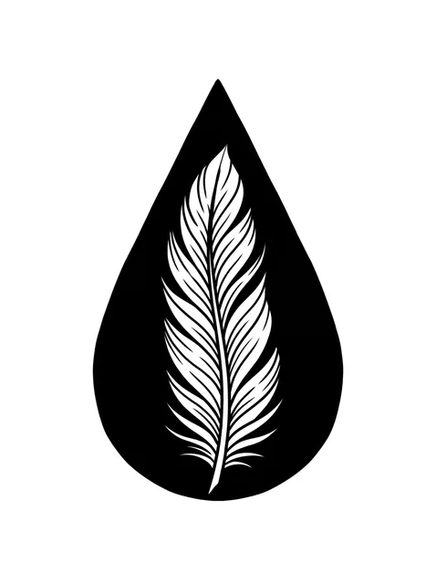 Black and white blackout feather tattoo design