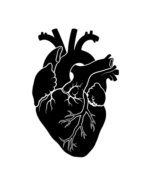 Black and white blackout heart tattoo design
