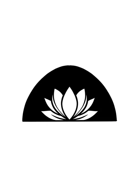 Black and white blackout lotus tattoo design: a solid black semicircle