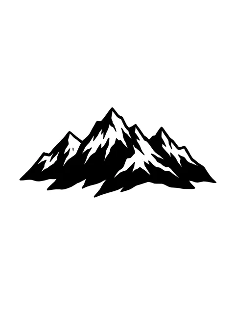 Black and white blackout mountain tattoo design