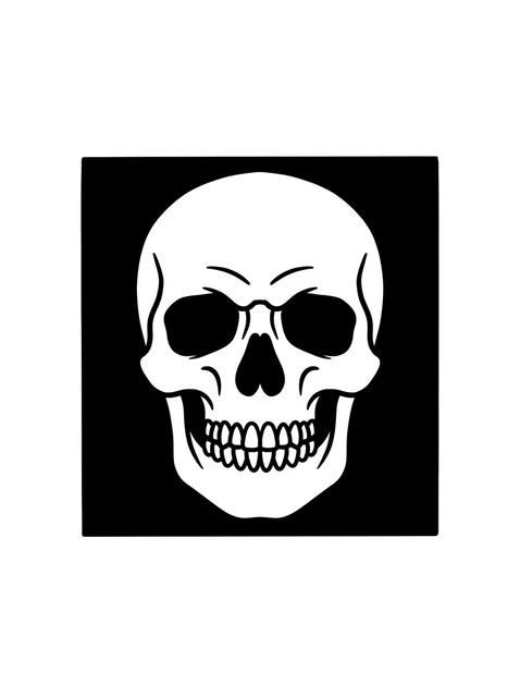 Black and white blackout skull tattoo design