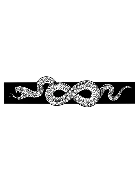 Black and white blackout snake tattoo design