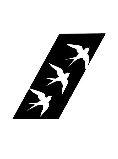 Black and white blackout swallow tattoo design