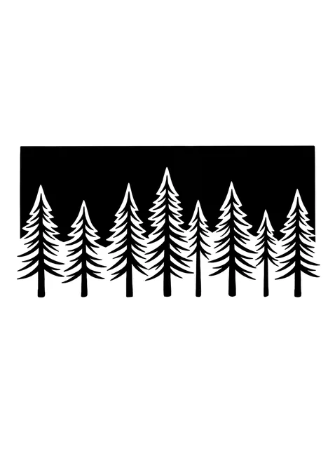 Black and white blackout tree tattoo design: a wide solid black horizontal band, their branches