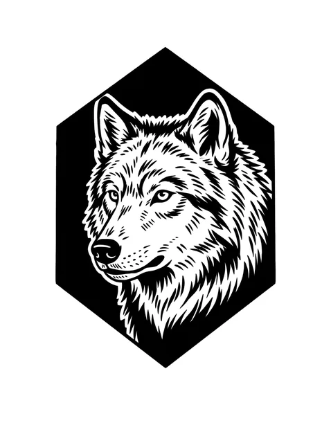 Black and white blackout wolf tattoo design
