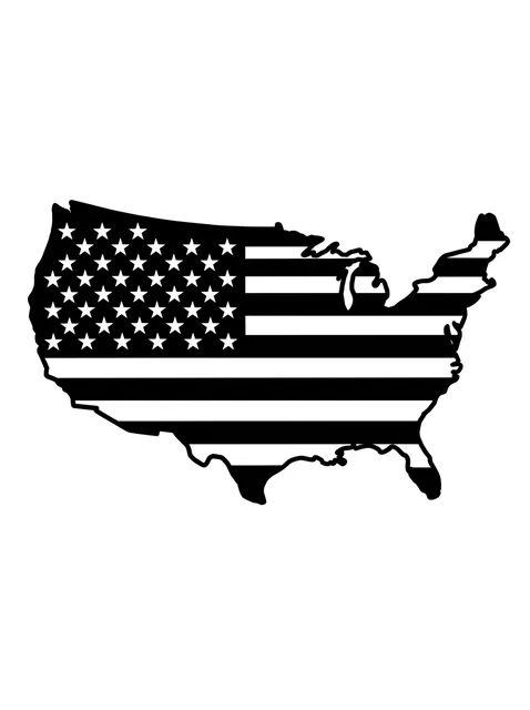 Black and white blackwork american flag and usa map tattoo design