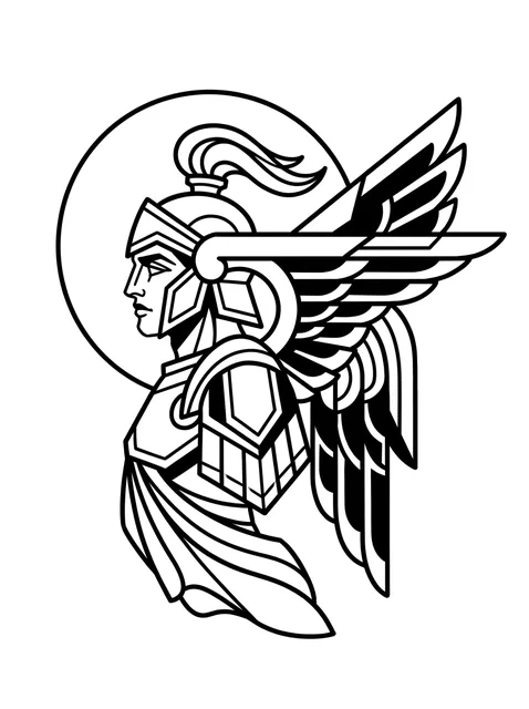 Black and white blackwork archangel and angel tattoo design