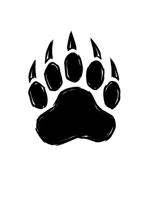Black and white blackwork bear tattoo design: a bear paw print with prominent claws