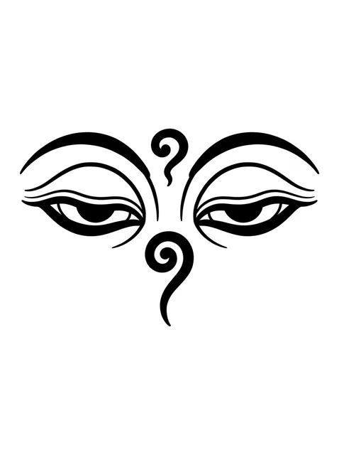 Black and white blackwork buddha and eye tattoo design