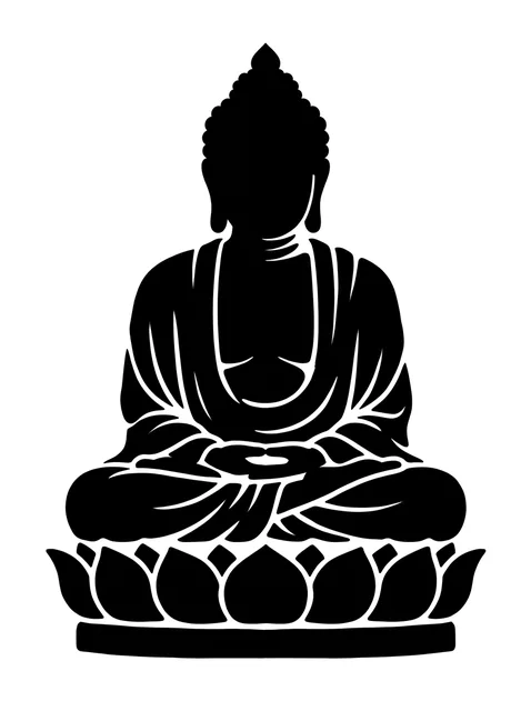 Black and white blackwork buddha and lotus tattoo design