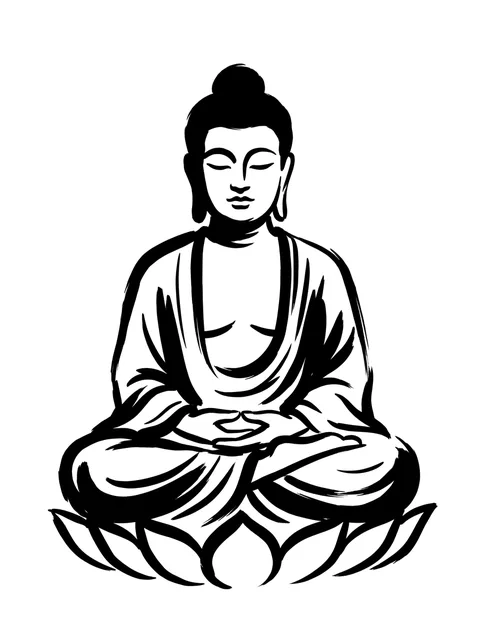 Black and white blackwork buddha and lotus tattoo design