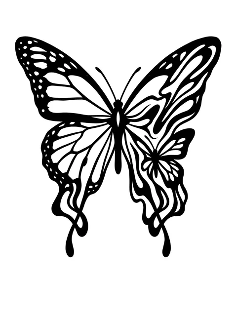 Black and white blackwork butterfly tattoo design
