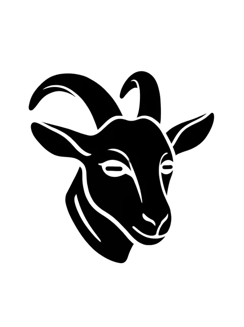 Tattoo-Vorlage mit dem Sternzeichen Steinbock und einem Ziegenbock, Stil: Blackwork, in Schwarz-Grau