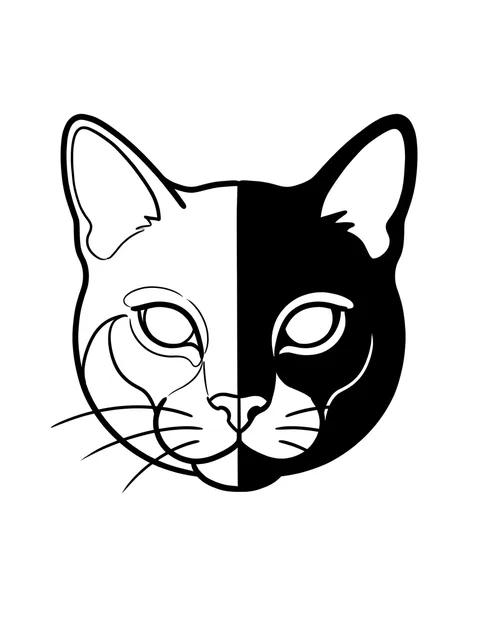 Black and white blackwork cat tattoo design