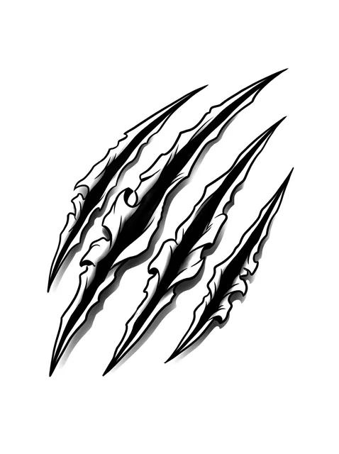 Black and grey blackwork claw tattoo design