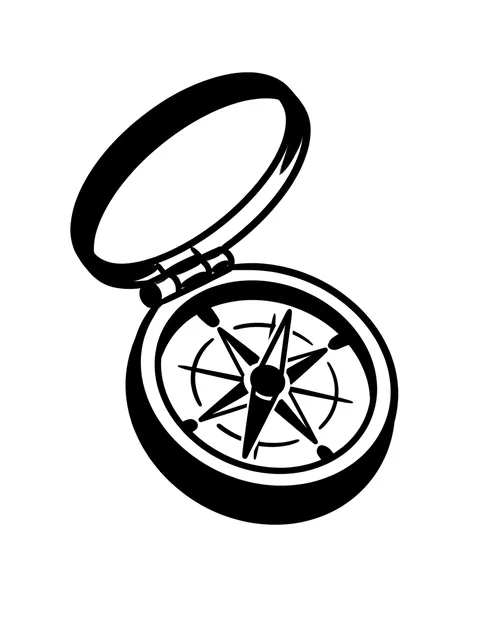 Black and white blackwork compass tattoo design: an open compass