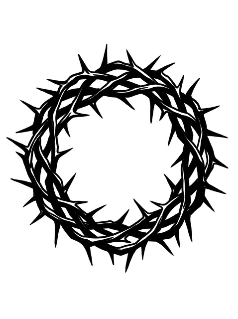 Black and white blackwork crown of thorns tattoo design