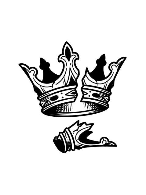 Black and white blackwork crown tattoo design