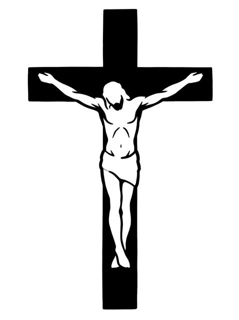 Black and white blackwork crucifix tattoo design