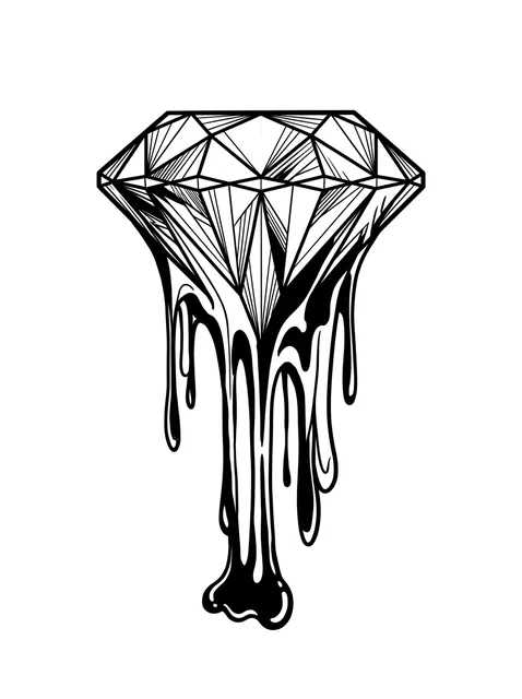 Black and white blackwork diamond tattoo design
