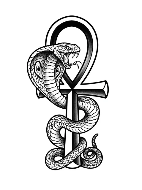 Black and grey blackwork egyptian and ankh tattoo design