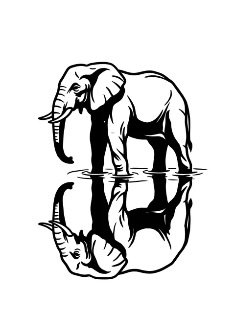 Black and white blackwork elephant tattoo design