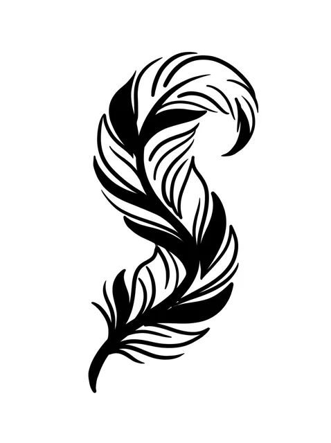 blackwork Feather tattoo design, black and grey