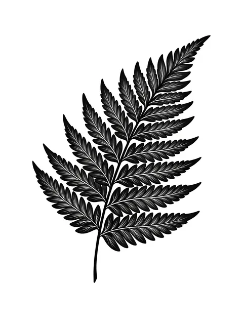 Black and white blackwork fern tattoo design