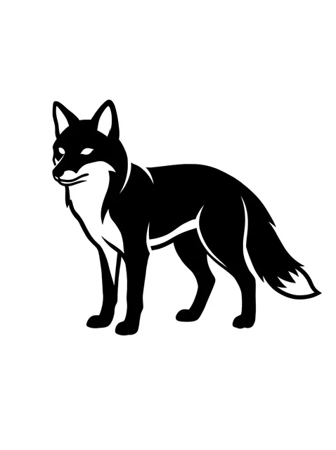 Black and white blackwork fox tattoo design