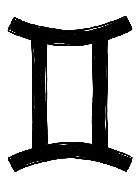 Black and white blackwork gemini tattoo design