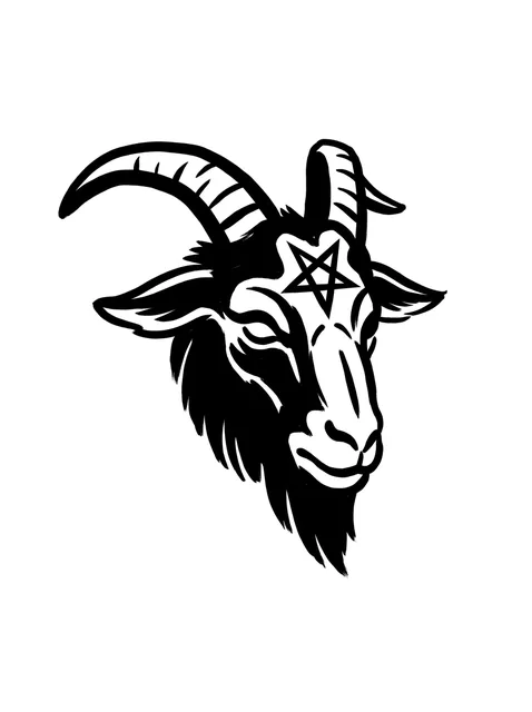 Black and white blackwork goat and pentagram tattoo design