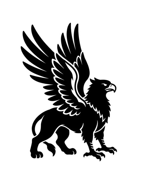 Black and white blackwork griffin tattoo design