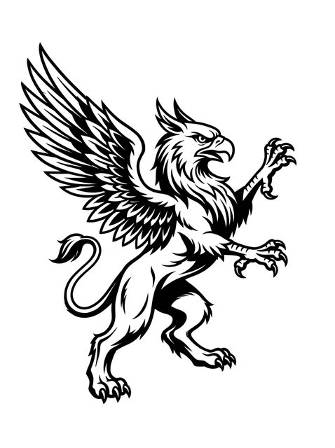 Black and white blackwork griffin tattoo design
