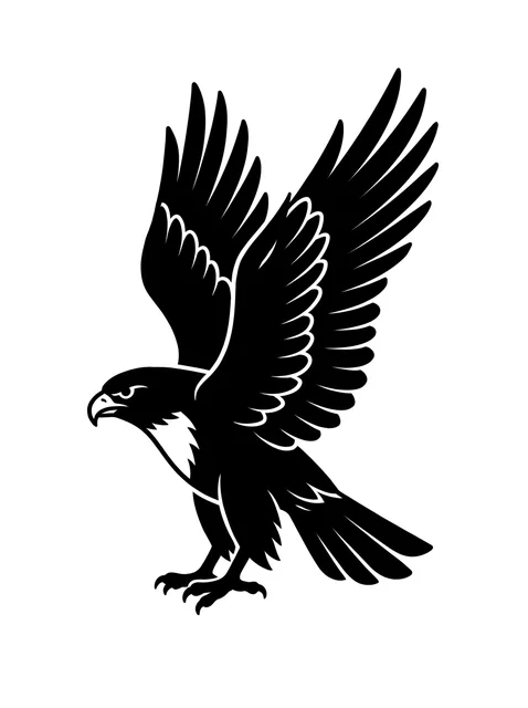 Black and white blackwork hawk tattoo design