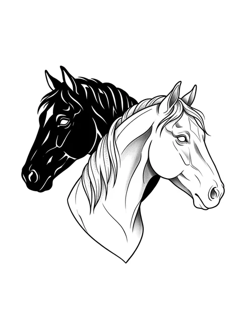 Black and white blackwork horse tattoo design