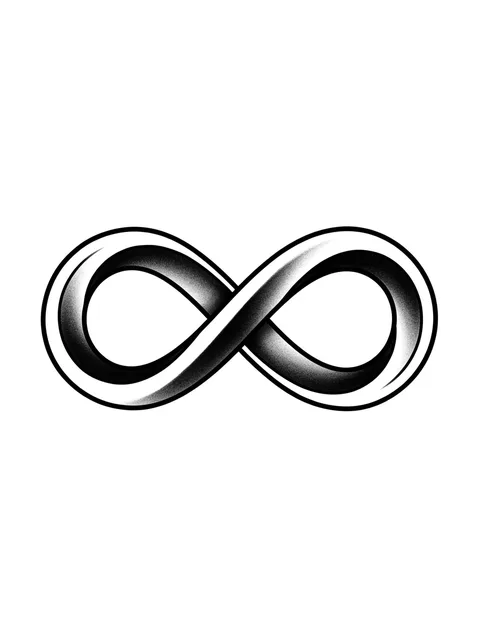 Black and white blackwork infinity tattoo design