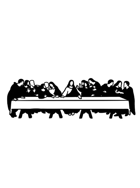 Black and white blackwork jesus and hand tattoo design: the Last Supper