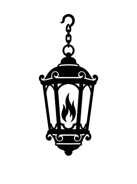 Black and white blackwork lantern tattoo design