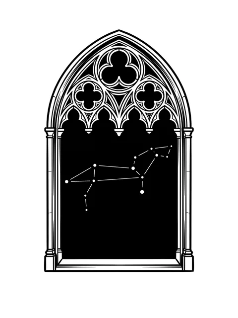 Diseño de tatuaje de constellation y leo de estilo blackwork en negro y gris