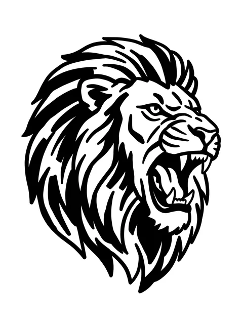 Black and white blackwork lion tattoo design