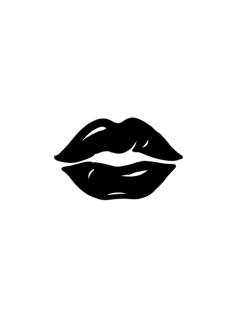 Tattoo-Vorlage mit Lippen, Stil: Blackwork, in Schwarz-Grau